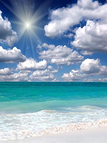 Photography Backdrops Beach 5x7 Blue Sky Summer Seascape Backdrop Fabric 000064