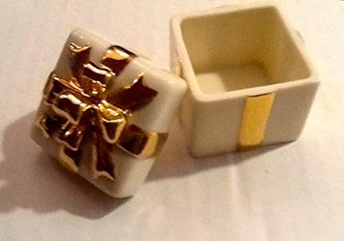 Lenox Keepsake "Gift Box" Trinket Storage Cream Porcelain 24k Painted