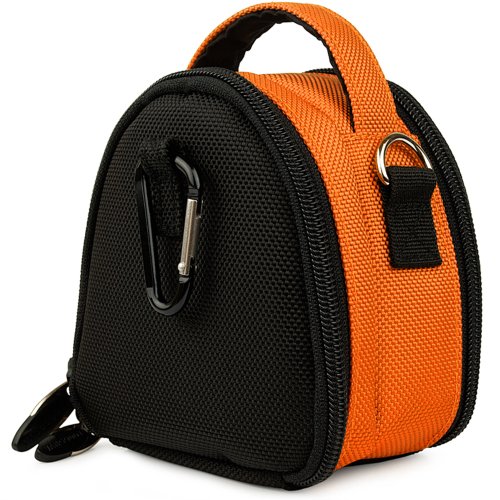 Orange Limited Edition Camera Bag Carrying Case with Extra Accessory Compartment for Fujifilm FinePix AV200 AX300 F300EXR F500EXR F550EXR F600EXR F770EXR F775EXR F750EXR F660EXR F665EXR JV200 JX280 JX300 JX350 JX370 JX420 JZ500 T200 T300 Point and Shoot Digital Camera + Includes Pink 6 Inch Mini Tripod