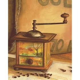 Art Poster Print - Coffee Grinder With Scenery - Artist: Caroline Wiens - Poster Size: 8 X 10 inches