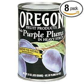 Oregon Fruit Whole Purple Plums in Heavy Syrup, 15-Ounce Cans (Pack of 8)