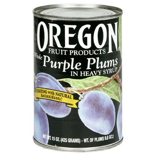 Oregon Fruit Whole Purple Plums in Syrup, 15-Ounce Cans (Pack of 8) by Oregon Fruit