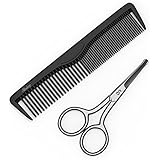 3.5" Safety Rounded Tip Facial Hair Scissors & Comb for Beards, Mustaches, Eyebrows, Nose Hair, Ear Hair & Personal Care Trimming - Precision Stainless Steel By Sterling Beauty Tools.