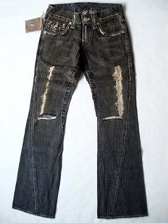 Amazon.com: New True Religion Men's Flare Denim Jeans - Joey Destroyed - Black Vintage (25 