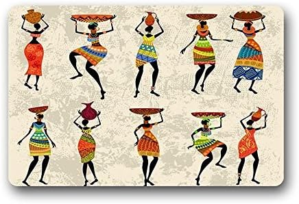 Heymats African Women Head Holding Stean Doormat Outdoors/Indoor Machine Washable Home Floor Mats Rugs 23.6 x 15.7 Inches