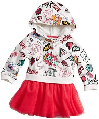 GUESS Kids Girls Baby Girl Sweatshirt Tutu Dress (12-24M), OFF WHITE (18M)