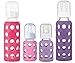 Lifefactory Glass Baby Bottle 9oz & 4oz Bundle Pack of 4 bottles (Raspberry/Grape)