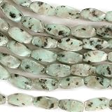 Kiwi/Sesame Jasper Oblong Twist Beads 16mm 15.5 Inch Strand