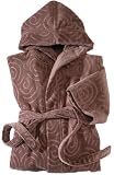 Produkt-Bild: Buscher 201811-700 Kurzbademantel mit Kapuze Velourjacquard Gr&ouml;sse L schoko