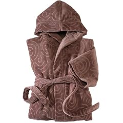 Buscher 201811-700 Kurzbademantel mit Kapuze Velourjacquard Gr�sse L schoko