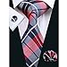 CAOFENVOO Men's Plaid Check Tie Hanky Cufflinks Set