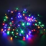 10m Lv Outdoor Multi Coloured Static Led String Lights With Black Cable