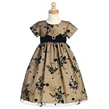 Baby Girl Gold Black Flocked Christmas Dress 18-24M