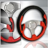 Universal Race Leather Steering Wheel Red and Black