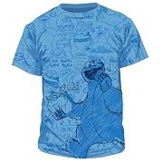 Cookie Monster Sketch All Over Light Blue T-shirt Tee