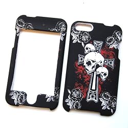 Apple iPod Touch 2nd & 3rd Generation Rubberized Snap-On Hard Case "Cross 'N Skulls" Design