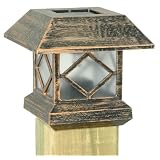 Moonrays 91248 Solar Powered Metal Post Cap Lamp Light, Copper finish