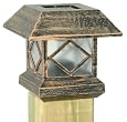 Moonrays 91248 Solar Powered Metal Post Cap Lamp Light, Copper finish