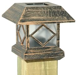 Moonrays 91248 Solar Powered Plastic Post Cap Lamp Light, Copper finish
