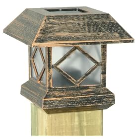 Moonrays 91248 Solar Powered Metal Post Cap Lamp Light, Copper finish