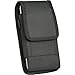 Motorola Droid Turbo 2 Moto X Force 2 Kinzie Bounce XT1585 , EpicDealz Extra Large Ultra Rugged Pouch Case Holster Black Nylon Canvas Velcro Flap with Steel Metal Belt Clip + Carabiner Hook