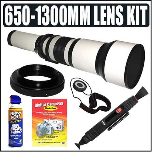 Phoenix 650-1300mm f/8-16 Telephoto Lens with Mount - for Pentax K10D K20D K100D K110D K200D Digital + Film SLR Cameras + Accessory Kit