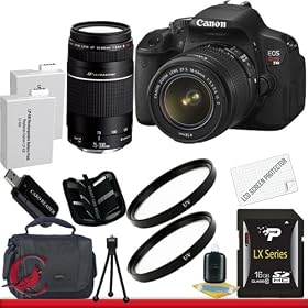 Canon EOS Rebel T4i 18.0 MP CMOS Digital SLR with 18-55mm EF-S IS II Lens & Canon 75-300 Lens 16GB Package