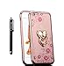 iPhone 6S Plus Case, CaseUp Glitter Crystal Heart Floral Series - Slim Luxury Bling Rhinestone Clear TPU Case With Ring Stand For iPhone 6S/ 6 Plus (5.5 Inch)