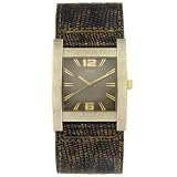 GUESS? Men's W80011G4 Antique Gold-Tone Stainless Steel and Brown Leather Watch