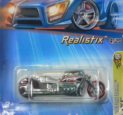 Mattel Hot Wheels 2005 First Editions 1:64 Scale Realistix Silver Airy 8 Motorcycle Die Cast Car #004