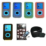 Silicone Skin Case for SanDisk Sansa E200 Series Mp3 Players Budled with Sports Armband and Crystal LCD Shield - 5 Color Option