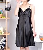 Women's Sleeveless Styling With V Shaped Neckline Nightgown---Black, Gift Idea