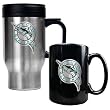 Florida Marlins MLB Stainless Steel Travel Mug & Black Ceramic Mug Set - Primary Logo