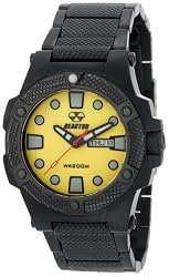 REACTOR Men's 72507 Meltdown Yellow Dial Black Nitride Plated Watch