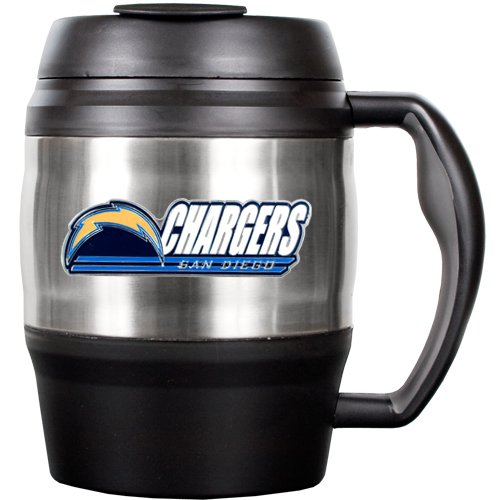 NFL San Diego Chargers 52-Ounce Stainless Steel Macho Travel Mug with Bottle Opener