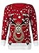 Forever Womens Rudolph Reindeer Print Snowflake Christmas Jumper (ML-10/12, Red)
