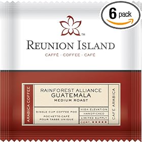 Reunion Island Rainforest Alliance Guatemala, 18-Count Coffee Pods, 0.335 Ounce Pouch (Pack of 6)