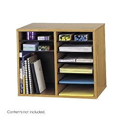 Safco Products Wood Adjustable Literature Organizer - 12 Compartment, Oak (9420MO)