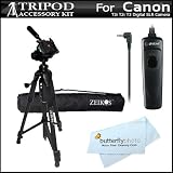 Professional 72" Camera Tripod + RS60 Remote Switch For Canon EOS Rebel T3i, T2i T3 60D Digital SLR Camera + MicroFiber Cleaning Cloth