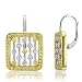 18k Gold White and Yellow Diamond Square Drop Earrings (GH, SI, 1.04 carat)