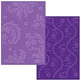Sizzix Textured Impressions A6 Embossing Folders, Damask and Beaded Floral Stripe, 2-Pack