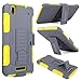 Cellularvilla Kickstand Case For ZTE Max N9520 (Boost Mobile) 3pc 3rd Gen Hard Soft Hybrid Kickstand Case with Holster Belt Clip Case Cover (Yellow Grey)