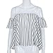 Sunward(TM) Women Off Shoulder Stripe Casual Blouse (Medium, White)