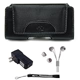 IMAGE OF Marqee Leather Pouch Carrying Case Cover for Samsung Epic 4G + Includes a Home Wall Charger and Crystal Clear High Quality HD Noise Filter Ear buds