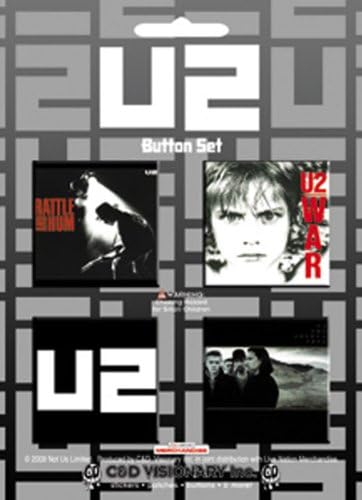 Licenses Products U2 Assorted Artworks 1.5" Square Button Set, 4-Piece