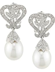 10k White Gold 8-8.5 MM Freshwater Cultured Pearl, and Accent Diamond Earrings (0.25 Cttw, G-H Color, I1-I2 Clarity)
