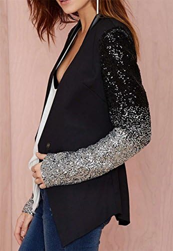 Born Lapel Sequins Sleeve V-collar One Button OL Blazer Formal Suit Jackets-US XL/Tag 2XL