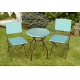 Wicker Bistro Set - Aqua Blue