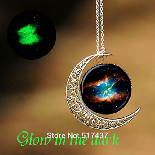 Pretty Lee Glowing Necklace Pendant Bullet Cluster Necklace Art Glass Cabochon Necklace Glow In The Dark Pendant