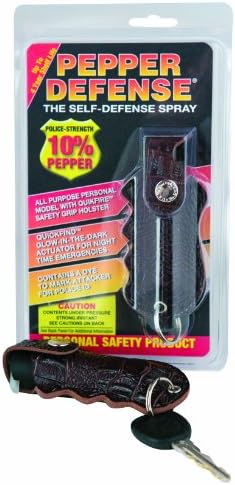 Pepper Defense Crocodile Print Self Defense 10% OC Pepper Spray w/Quick-Fire Finger Grip Holster - Max Strength Police Grade Formula - 4-Year Shelf Life Guarantee